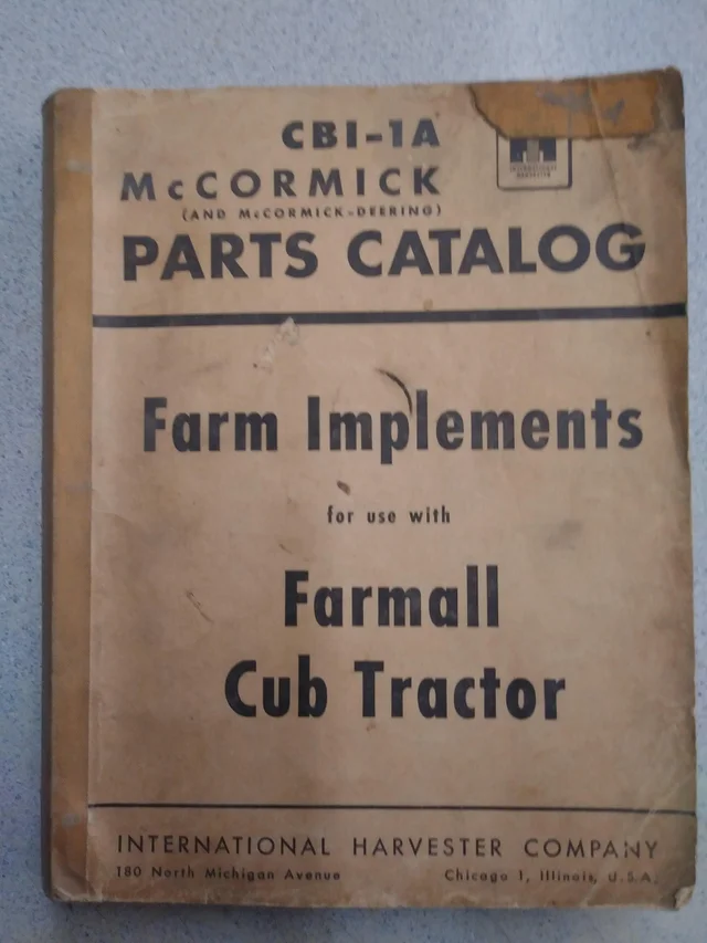 Farmall Cub Implements Parts Catalog CBI-1A
