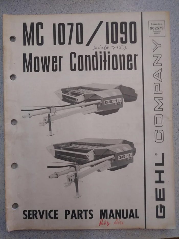 Gehl MC 1070-1090 Mower Conditioner Service Parts Manual