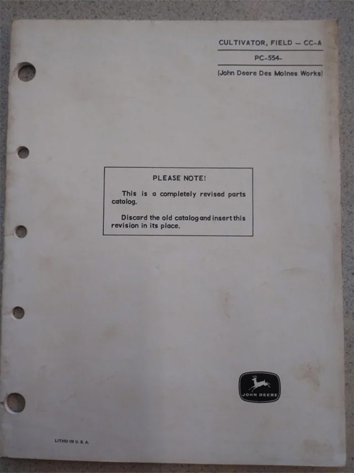 John Deere Field Cultivator Parts Catalog 554