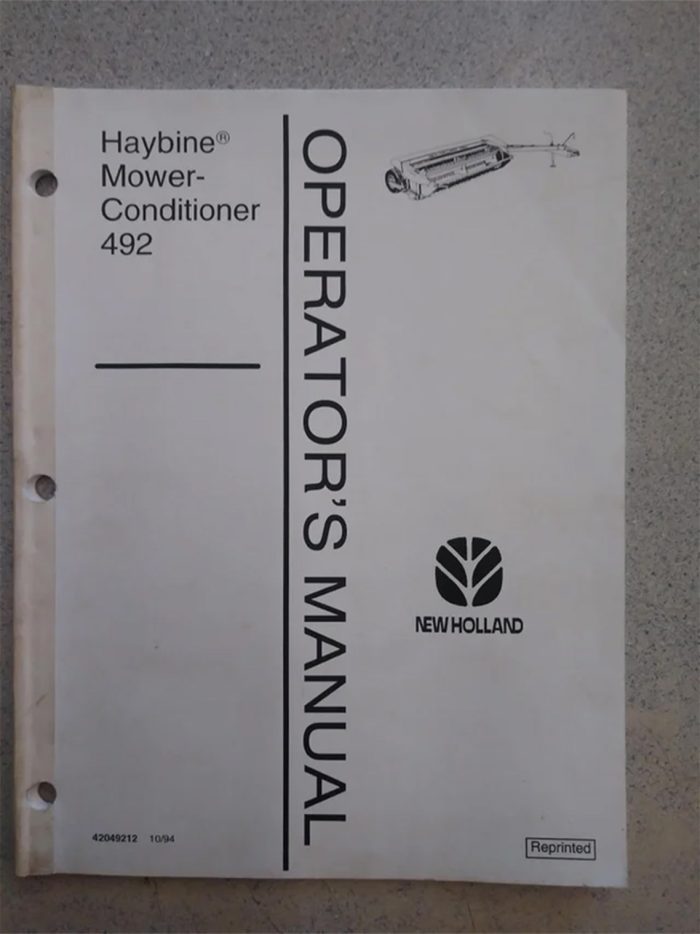 New Holland Haybine Mower-Conditioner 492 Operator's Manual (Reprint)